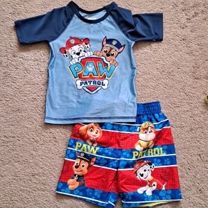 Toddler boy Paw Patrol Rashguard and Swim Trunks